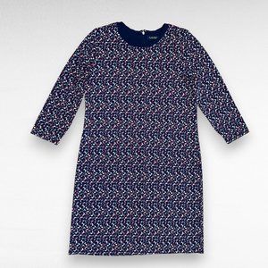 Lauren Ralph Lauren Sheath Dress Spandex Stretch Geometric 3/4 Sleeve Size L